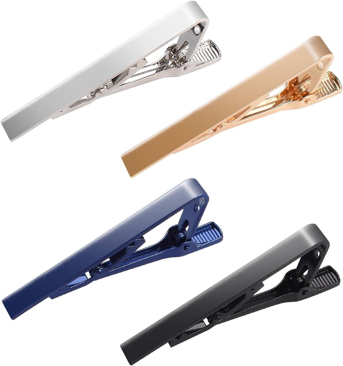 Set van 4 Stijlvolle Stropdasclips voor Mannen, Ideaal voor Kantoor en Formele Gelegenheden, Verkrijgbaar in 4 Kleuren