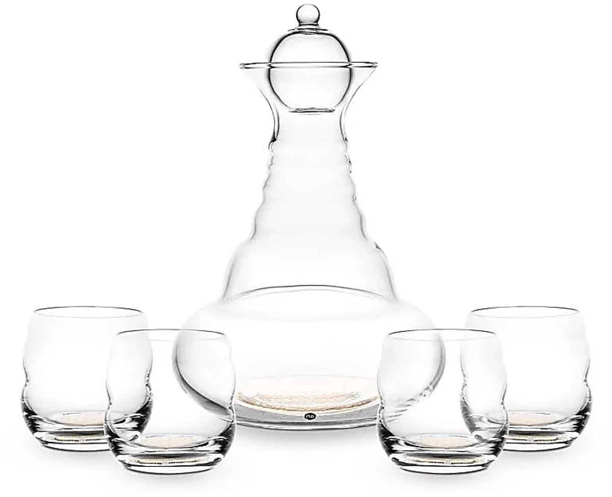 Vitaalwaterkaraf & 4 Mythos glazen goud - 1300 - Glas - Goud - M