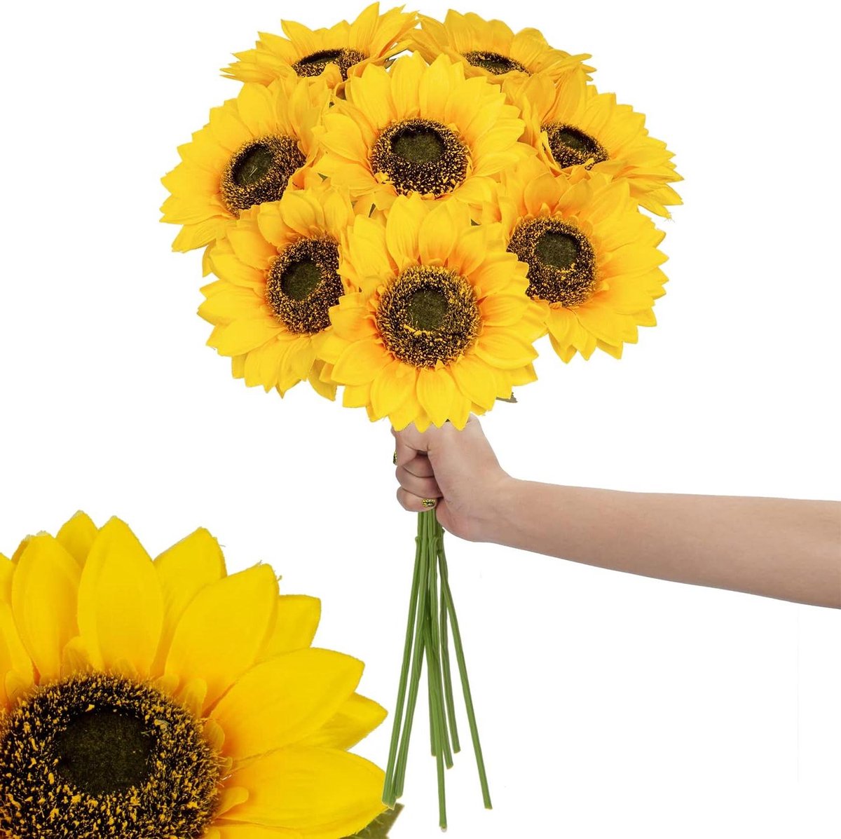 Kunst Zonnebloemen - Nepbloemen Zijde - Decoratie Huis - Grote Bloemen Realistisch - 6 stuks 26 inch - Geel