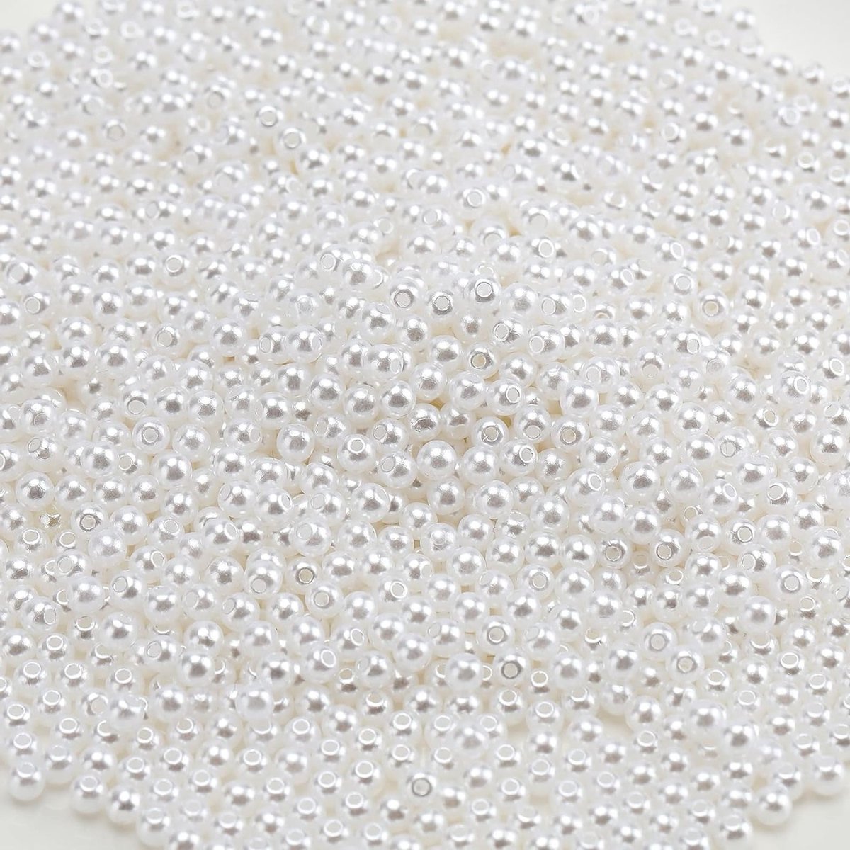 3000 Stuks 4mm Witte Ronde Parels Kralen voor DIY Sieraden, Armbanden, Kettingen en Oorbellen Maken