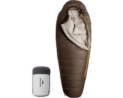 Mummie Slaapzak - Donzen Slaapzak Kamperen - Buiten Overnachten - Professionele Warmte Isolatie - 190 x 75 cm - Donkerbruin