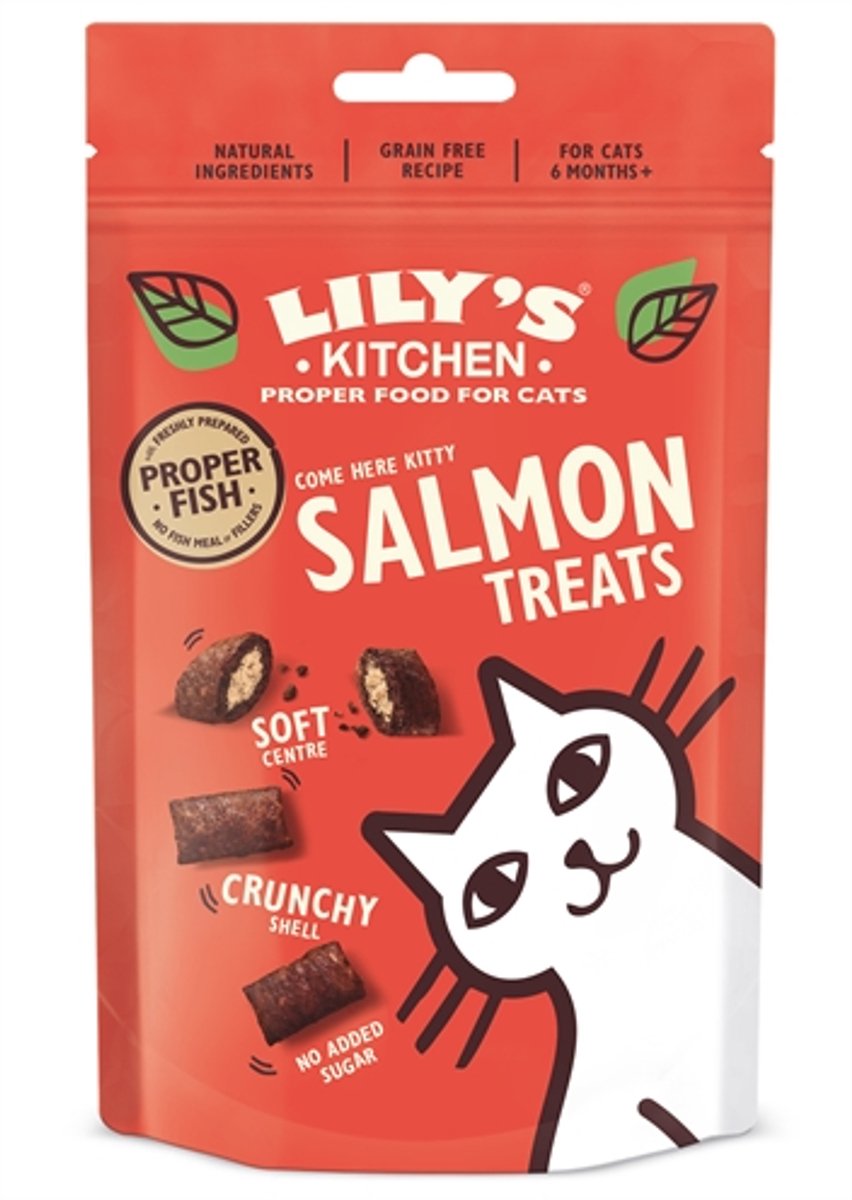 Kattensnacks LILY'S KITCHEN - Zalm & Kippenlever - Knapperig & Zacht, 60 Gr