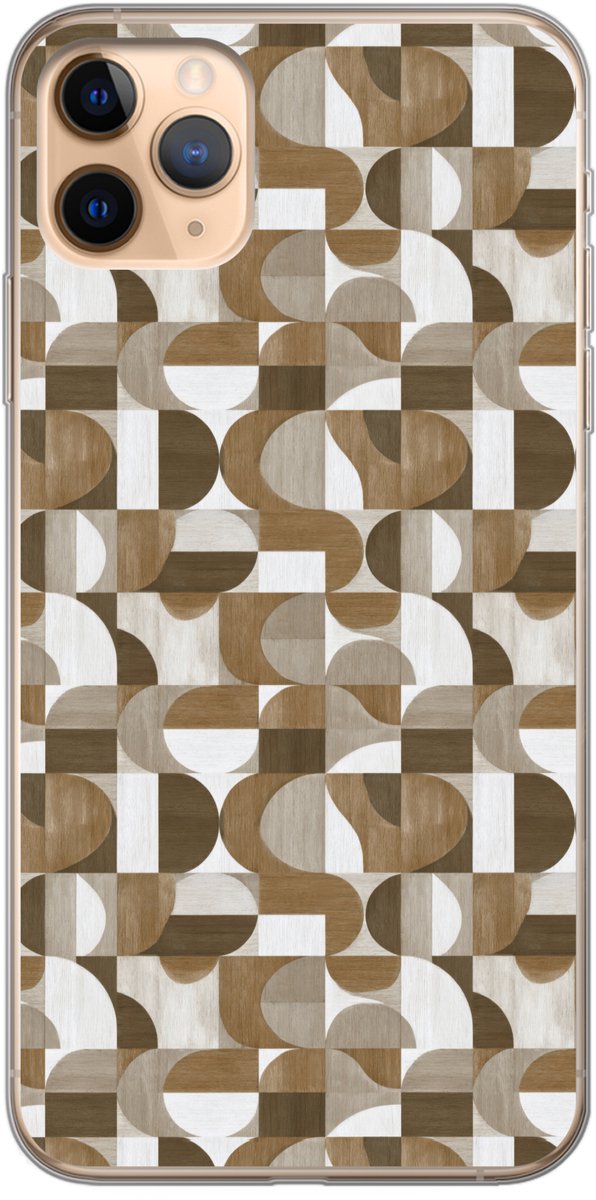 Telefoonhoesje Geschikt voor iPhone 11 Pro Max hoesje - Abstract - Retro - Bruin - Siliconen Telefoonhoesje Telefoonhoesje