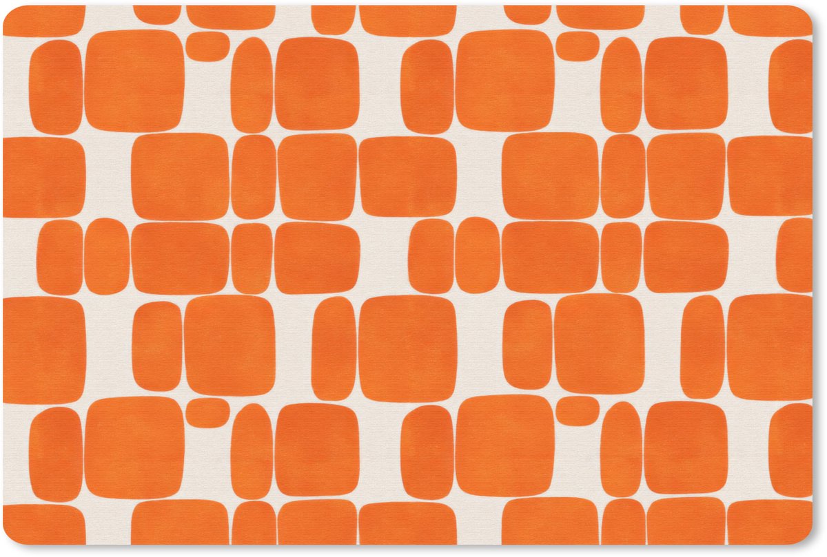 Muismat 13x8 cm - Mousepad Patroon - Retro - Oranje - Muismatten