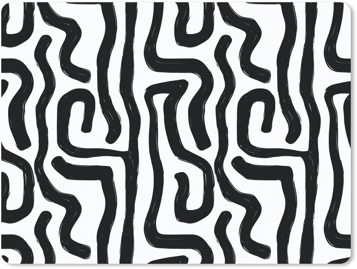 Muismat 12x10 cm - Mousepad Modern - Lijnen - Zwart - Muismatten