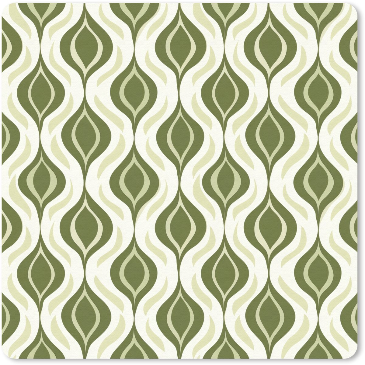 Muismat 20x20 cm - Mousepad Patroon - Retro - Groen - Muismatten