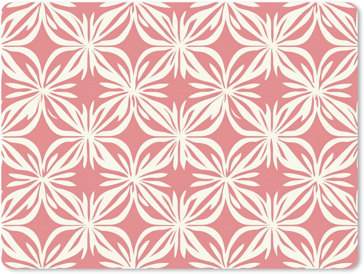 Muismat 12x10 cm - Mousepad Roze - Bloemenmotief - Wit - Modern - Muismatten