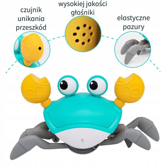 Kruipende en Dansende Krab - Muzikaal Interactief Speelgoed - Sensorisch Baby Speelgoed - Educatief & Oplaadbaar - Groen van IKONKA — afbeelding 4