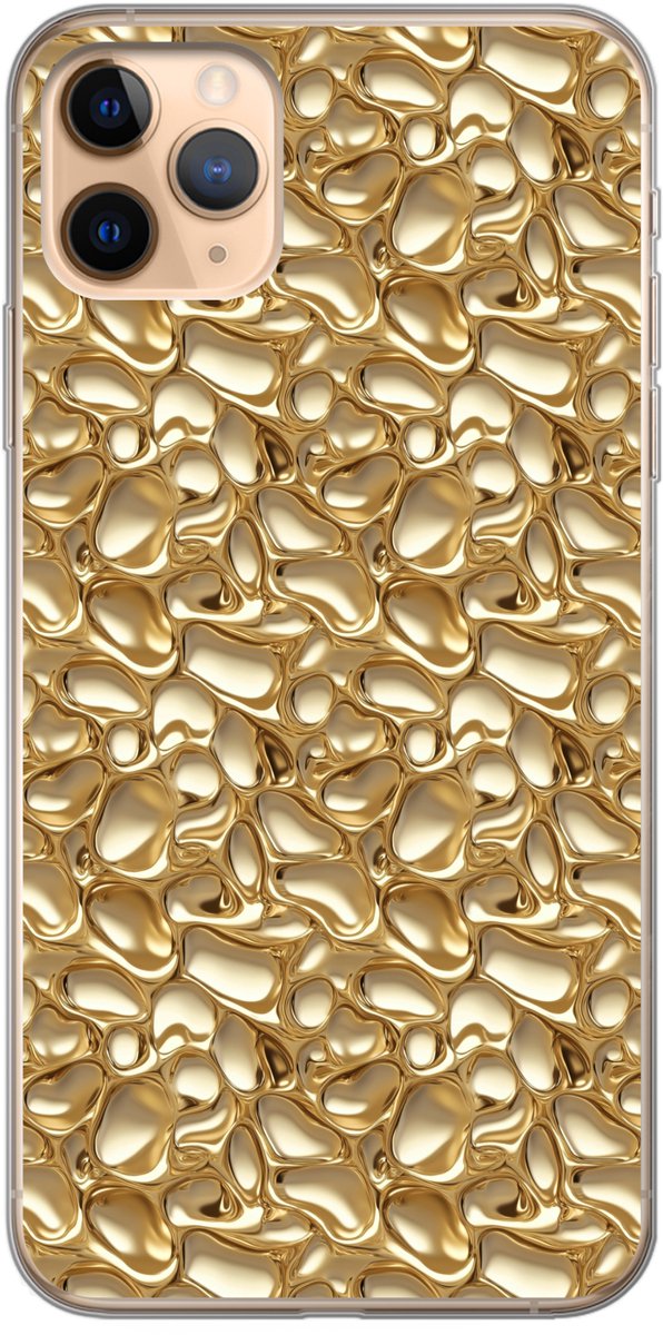 Telefoonhoesje Geschikt voor iPhone 11 Pro Max hoesje - Abstract - Modern - Goud - Siliconen Telefoonhoesje Telefoonhoesje