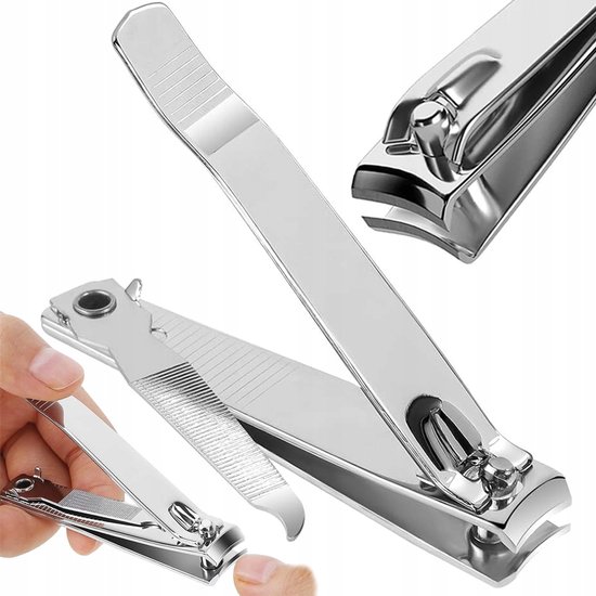 Coupe-ongles en acier solide avec grande lime – Coupe-ongles de manucure professionnel – Ergonomique – Finition chromée – 8 cm