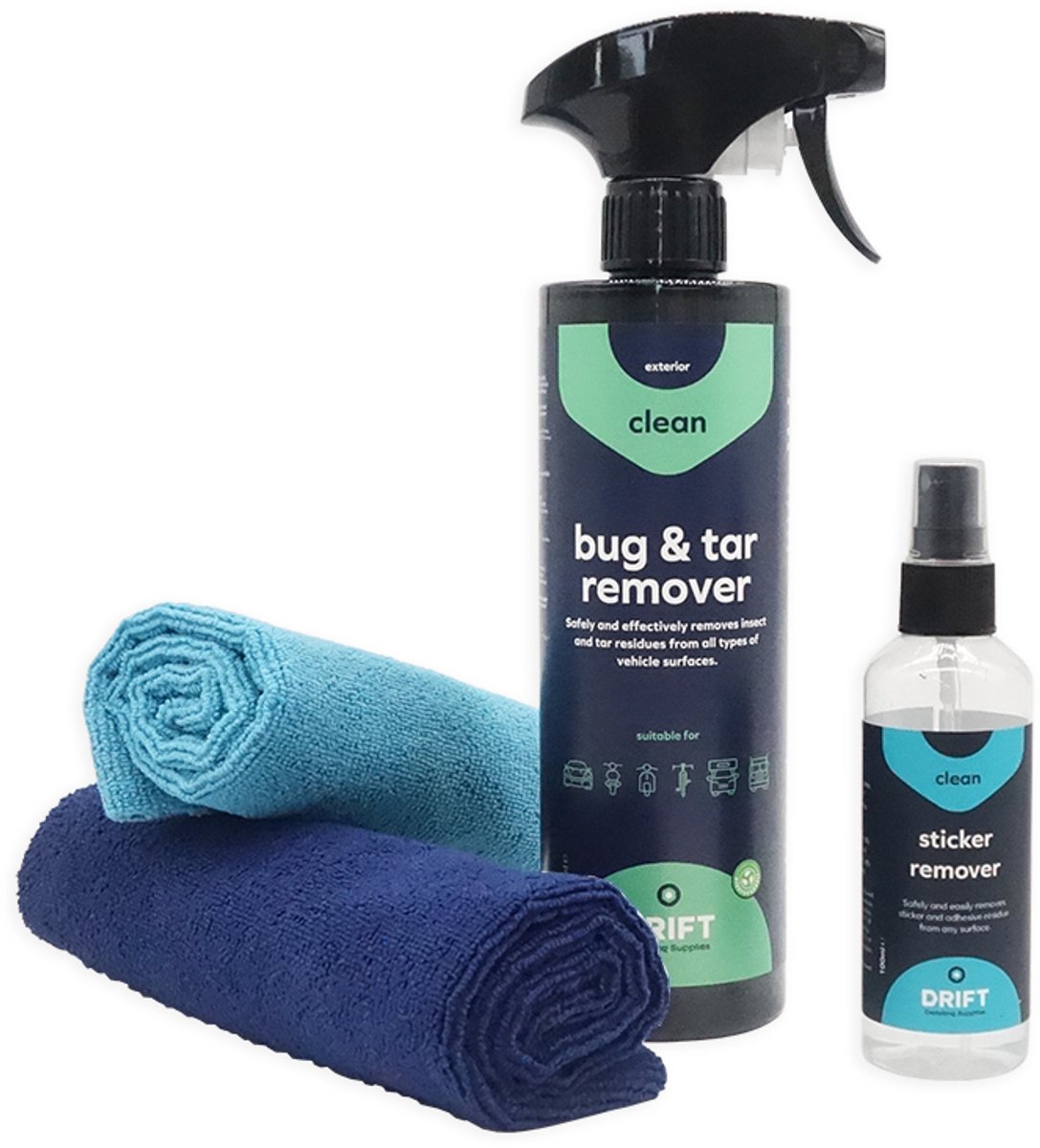 Bug, Tar & Glue Remover Kit – Insecten-, Teer- en Lijmverwijderaar Set voor Auto & Motor – Complete Reinigingskit voor Lak – DRIFT Detailing Supplies