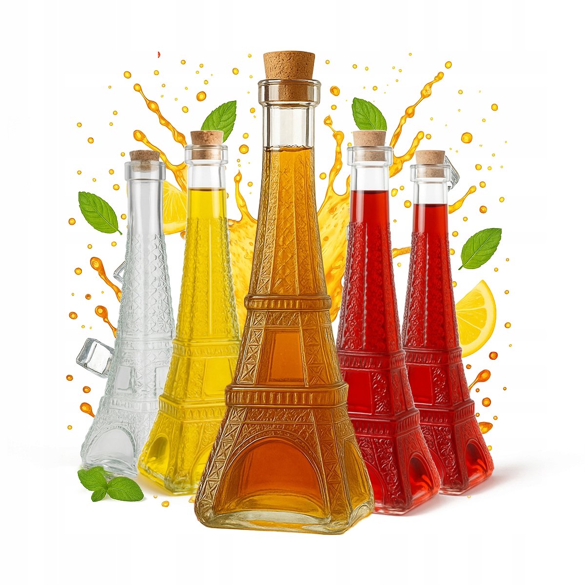 Bimberek Paris Serie - Glazen Flessen - 350ml - Unieke Ontwerp - Decoratief