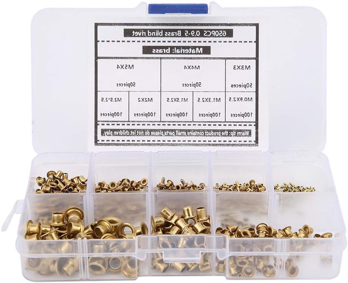 650 Stuks Messing Oogjes en Drukkers Set, Holle Metalen Knopen voor Kleding en Handwerk Accessoires