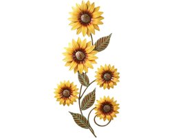 Zonnebloem Muurdecoratie - Luxe Metalen Buitenmuurdecoratie 