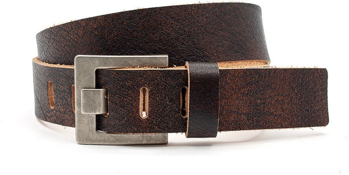 Jeans riem vintage bruin - Dames riem - 4 cm breed - Leer - Jeans riem - Stoer - Maat 90