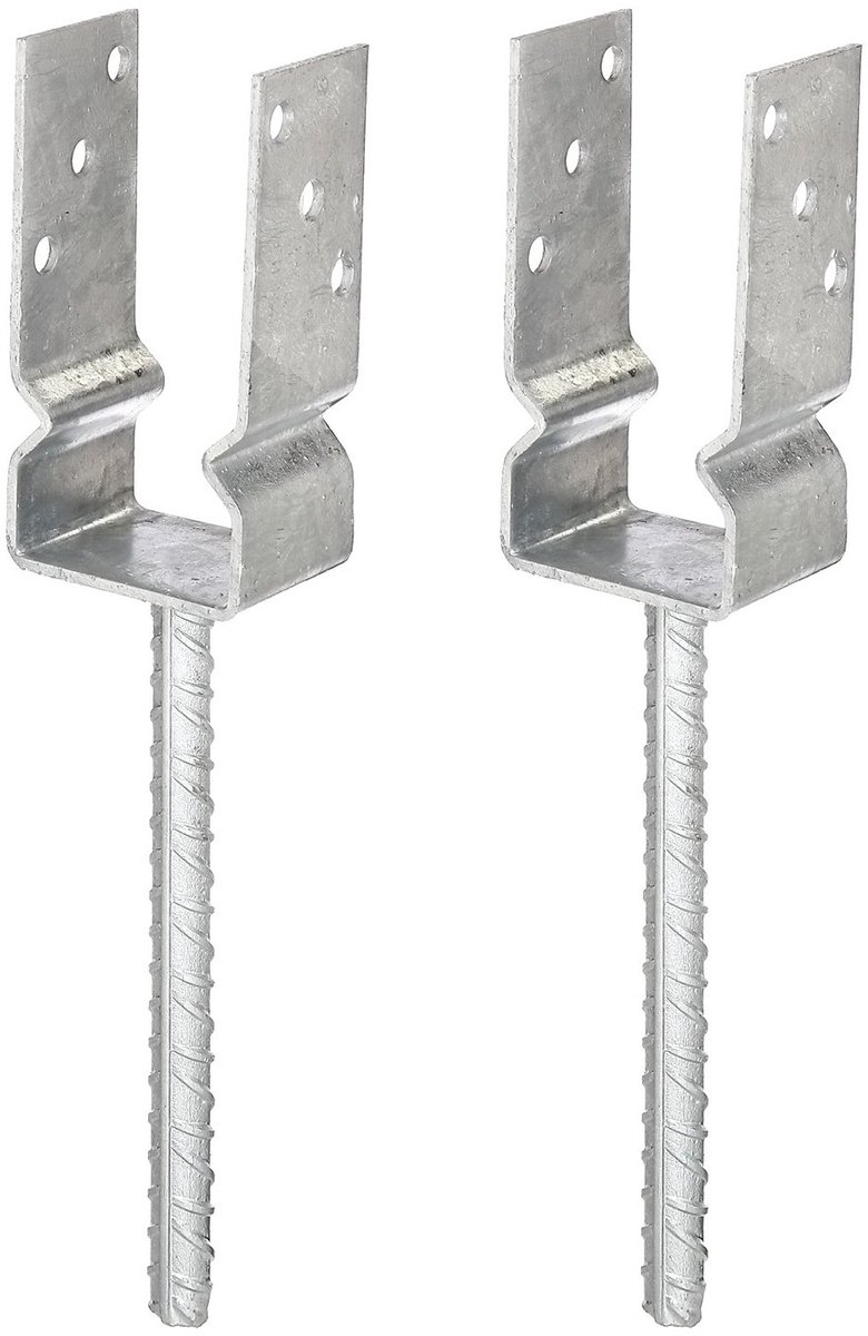 Alberts 208653 U-paalhouder | om op te schroeven of om in beton te gieten | thermisch verzinkt | vrije breedte 71 mm | set van 2