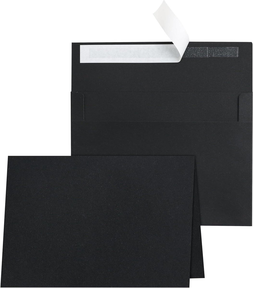 Zwarte Wenskaarten - Notitiekaarten Enveloppen - Creatieve Projecten - Zwaar Karton 300 GSM - 425 x 55 Inch - Zwart