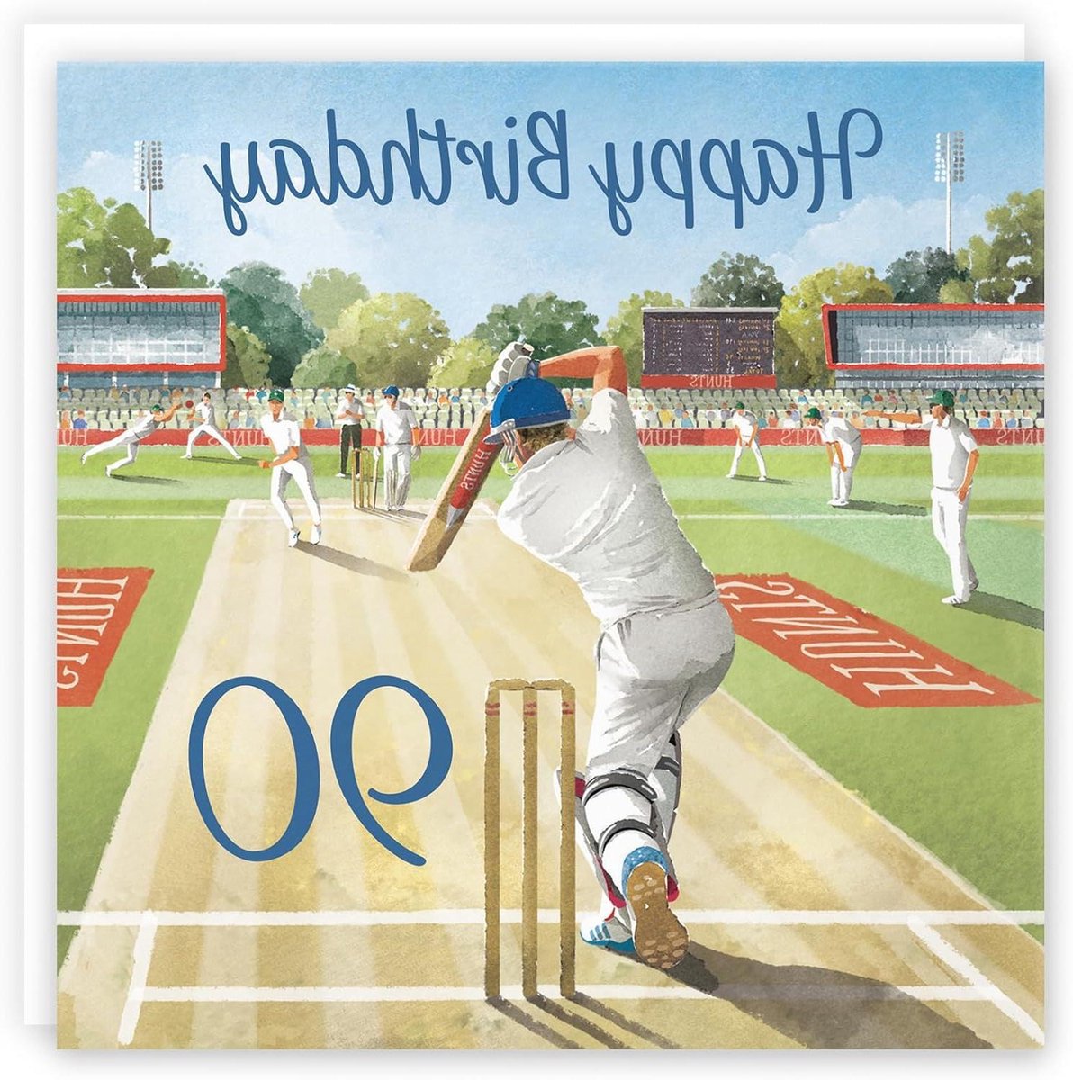 Verjaardagskaart Cricket - 90 Jaar Kaart - Speciale Wensen Sturen - Gedrukte Boodschap Binnenin - 148 x 148 mm