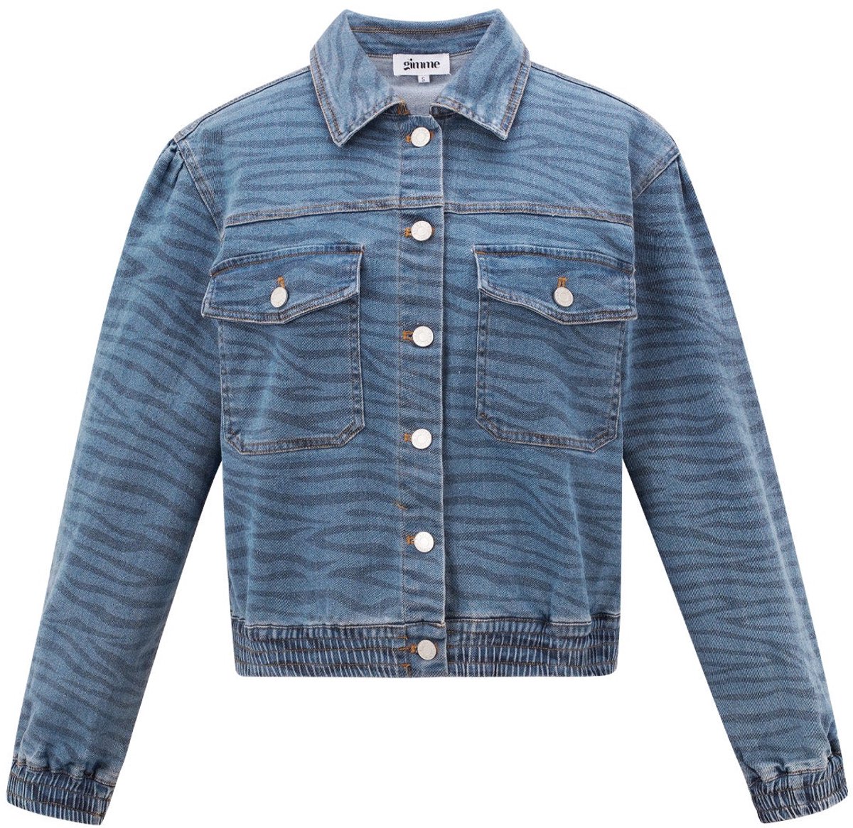 Denim Vrouwen Jas Kort Tiger Stripe Patroon