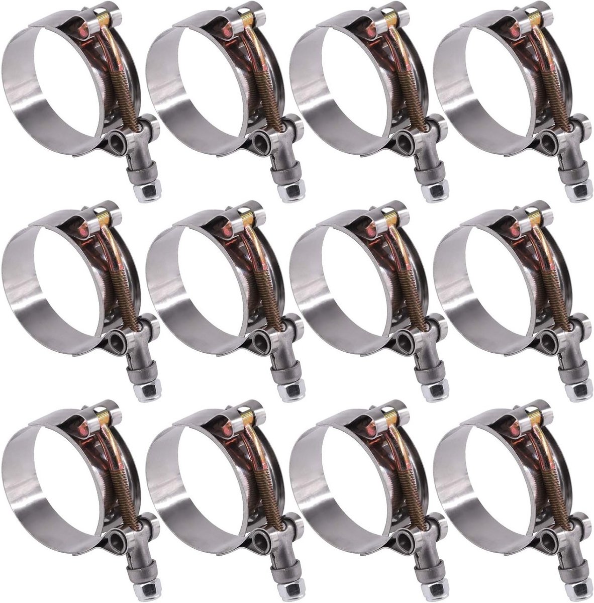 12 Stuks RVS T-Bolt Slangklemmen 44-51mm voor Turbo Inlaat en Intercooler Slangen