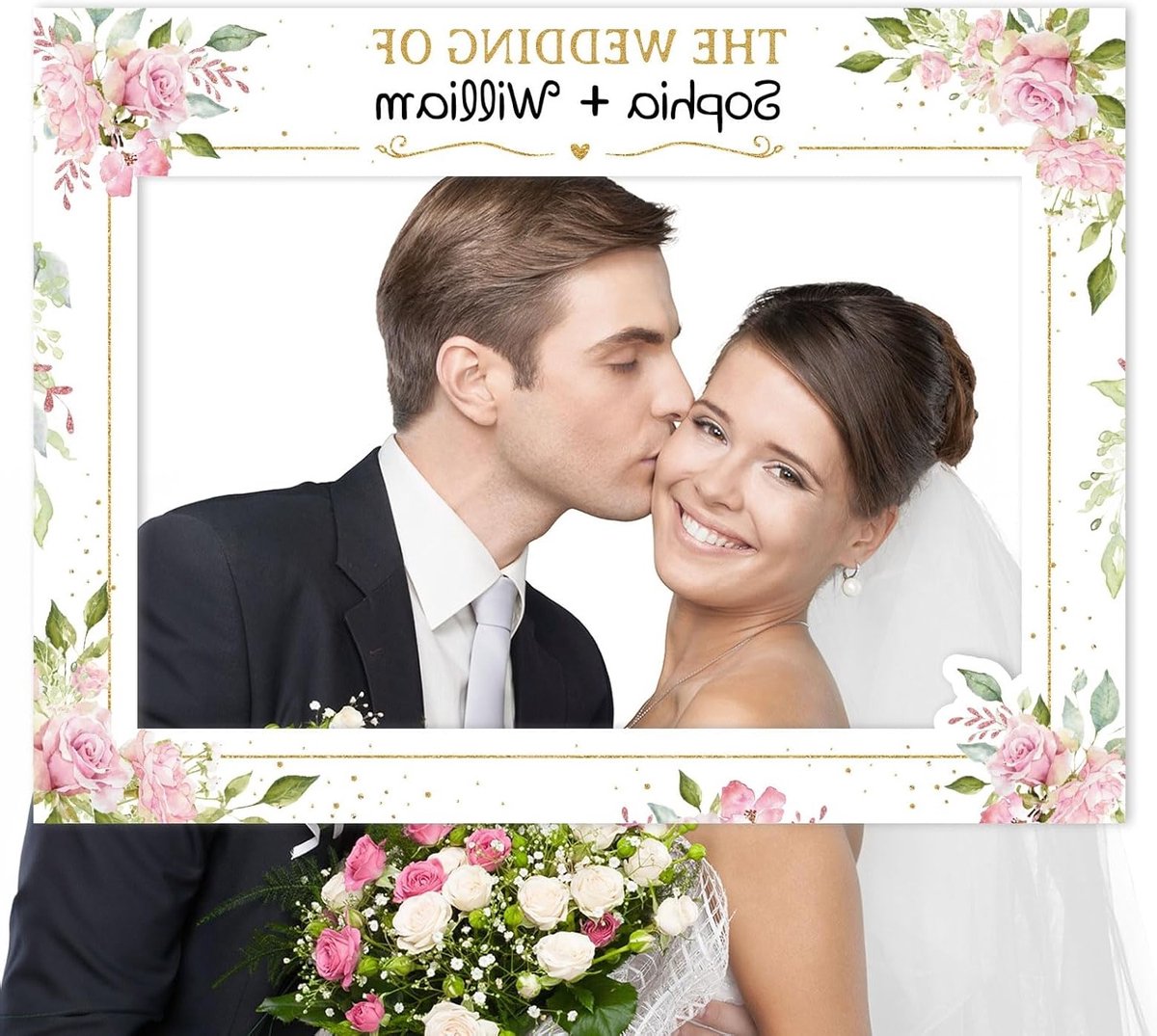 Grote Fotobox voor Bruiloft - 80 x 60 cm Bloemen Fotolijst - Decoratie en Props voor Bruiloft en Fotohokje