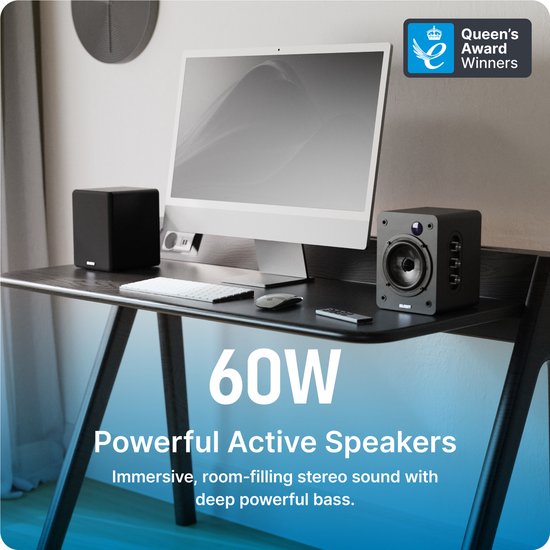 Majority D50X Bookshelf Speakers - Bluetooth - 60 W - Ingebouwde Versterker - Zwart van Merkloos — afbeelding 2