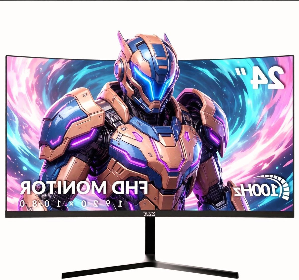 Gebogen Monitor - Curved Scherm - Thuiswerken Kantoor - Ultradun Randloos - 24 Inch - Zwart
