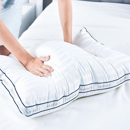 Kingsize Bedkussens - Hotelkussens Dons alternatief - Comfortabel Slapen - Dubbele opgerolde randen - 50 x 80 cm - Wit