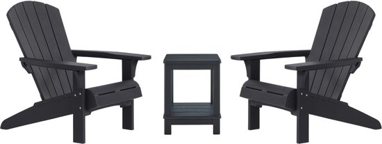 Keter Troy Adirondack Tuinstoelen + Deluxe bijzettafel - Grafiet