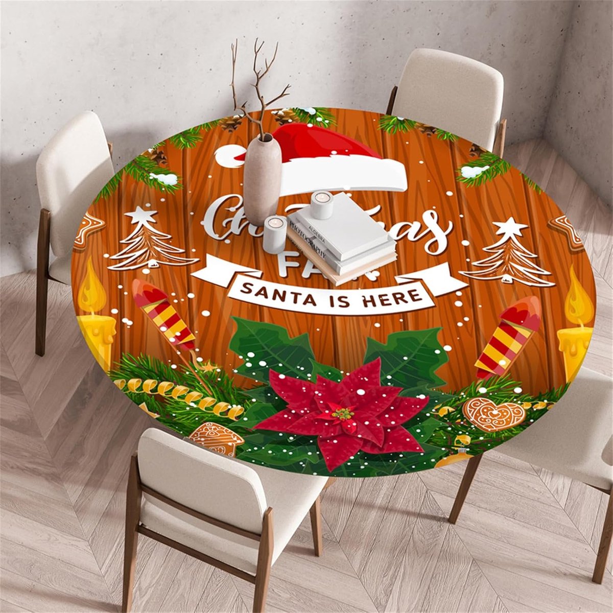 Rond Tafelkleed - Tafellaken Kerst - Bescherming Tafel - Elastische Rand - 140 cm - Zwart