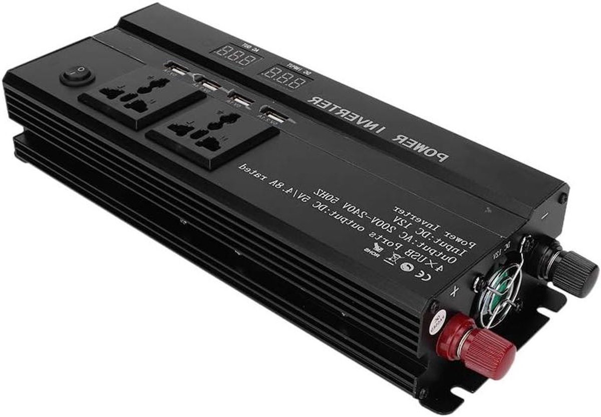 Auto Omvormer - Stroomomvormer Auto - Apparaten Laden - Pure Sinus Golf - 4000W - Zwart