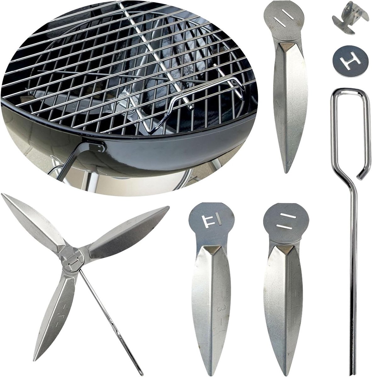 Complete Reinigingsset voor Kolenbarbecues - 18,5 Inch One-Touch Systeem met 2 Grillsets en Accessoires voor Optimale Onderhoudservaring