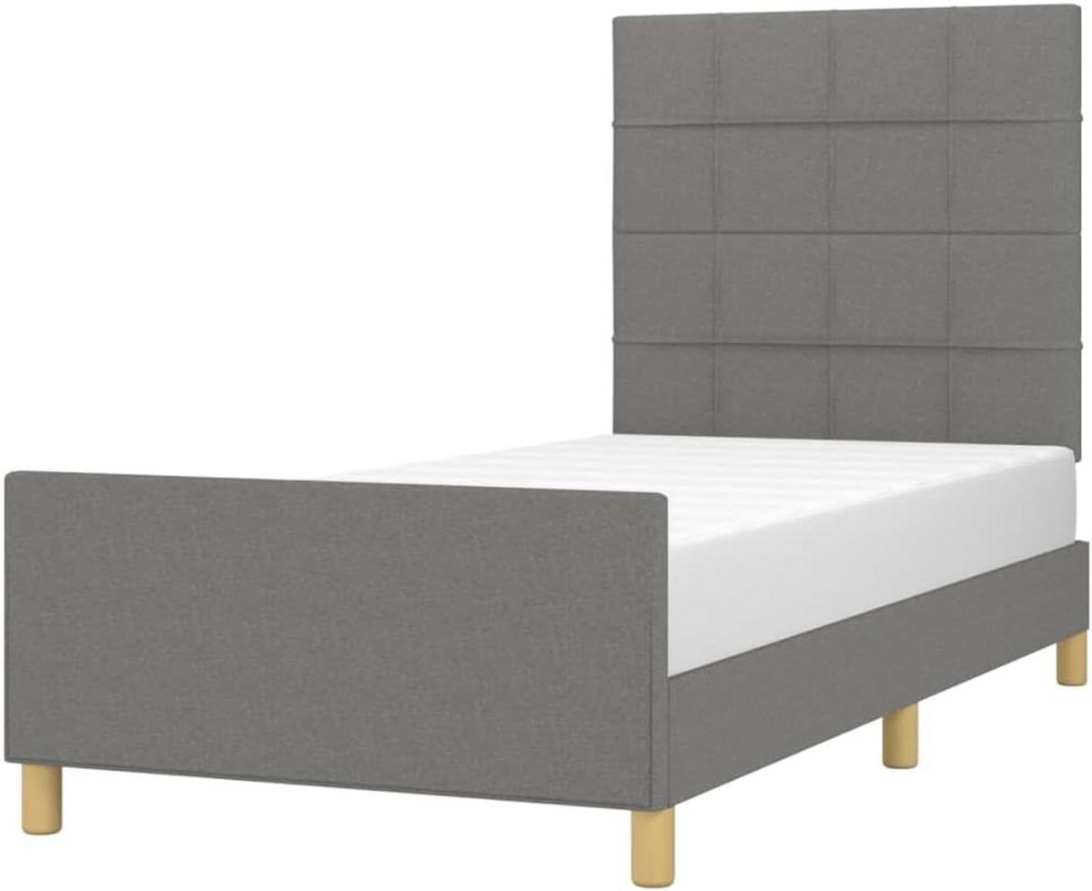 Bedframe met hoofdeinde - Ledikant Slaapmeubel - Goede Nachtrust - Verstelbaar Hoofdbord - 90x190 cm - Donkergrijs