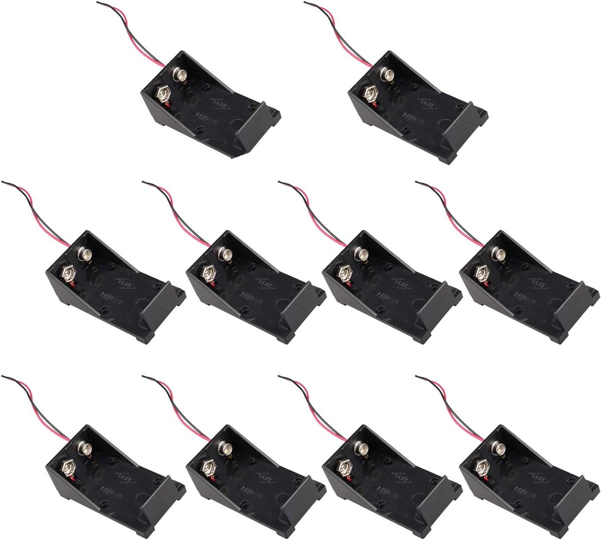 9V Batterij Houder - Batterij Case - Elektronica Projecten - Met Draad Leads - 10 Stuks - Zwart