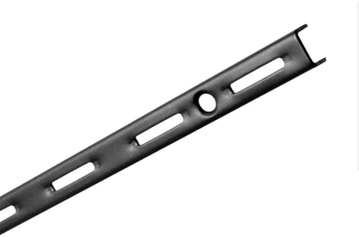 Enkel gat tandgrendel - Wandsteun Plankhouder - Planken Ophangen - Gepoedercoat staal - 1500 mm - Mat zwart