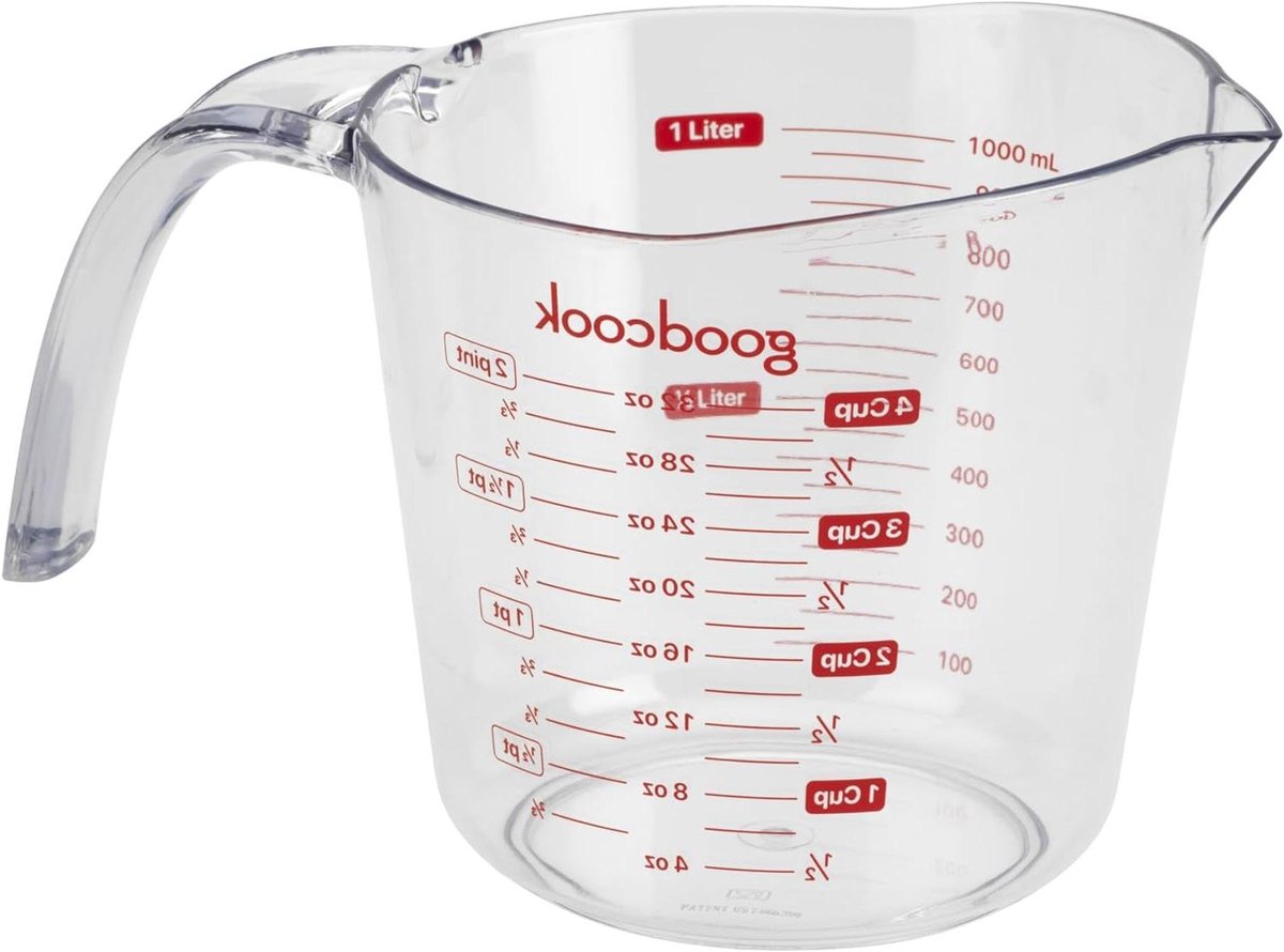 Maatbeker - Meting Beker - Keuken Gebruik - Uniek Hangend Ontwerp - 4 Cup - Transparant Wit