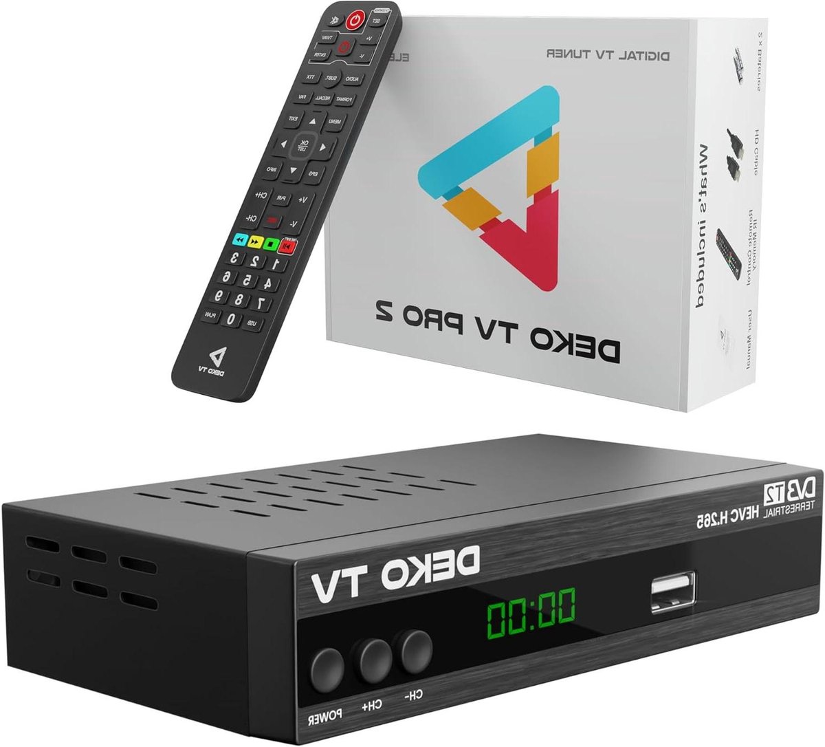 Digitale Terrestrische Decoder - DVB-T2 Receiver - Tv Kijken - HEVC Main 10 Bit - 10 Watt - Zwart