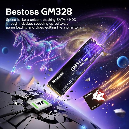 Interne SSD - Solid State Drive - Sneller Laden - PCIe Gen3 - 1TB - Paars en zwart van Merkloos — afbeelding 2