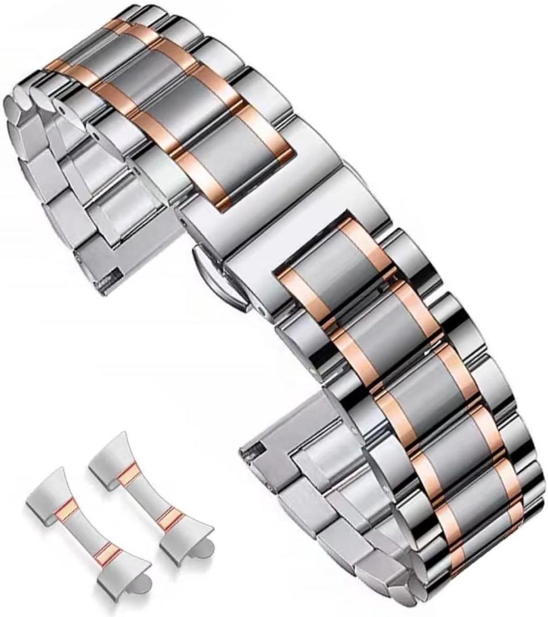 Horlogeband Metaal - RVS Band - Horloge Vervangen - Massief Staal - 16-24mm - Zilver