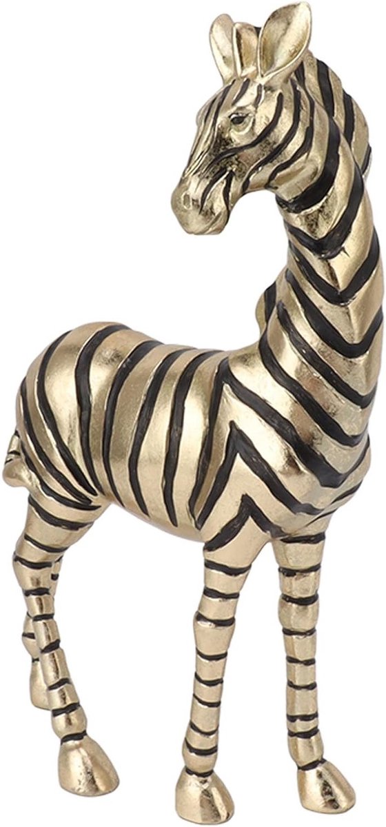 Realistische Zebra Beeld van Hars voor Thuisdecoratie - Levendige Gouden Zebra Beeldje voor Verzamelingen en Bureau Decoratie