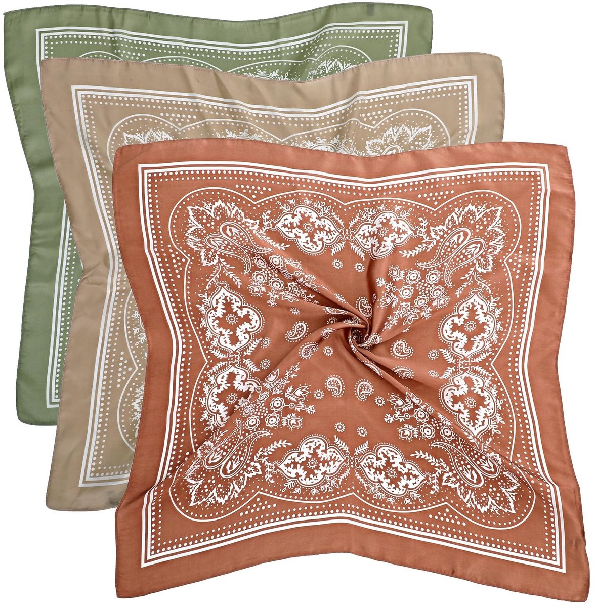 aladdien - Zijden Hoofddoek - Haaraccessoire - Comfortabel en Ademend - Bruin, Khaki, Lichtgroen - Meerdere Draagmogelijkheden - Geschikt voor Volwa...