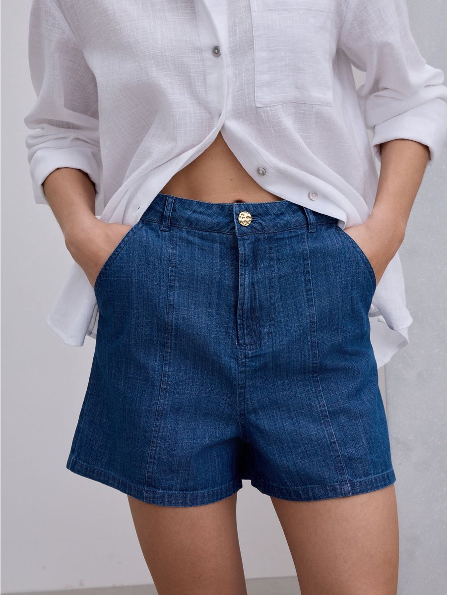 Next - Dames - Nette denimshort - Blauw