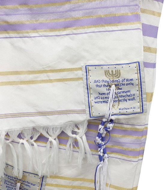 Allecto - Tallit gebedssjaal - Messiaanse christelijke sjaal - Paars - Joodse en christelijke symbolen - Geschikt voor iedereen - Unieke gebedserva... van Allecto — afbeelding 4