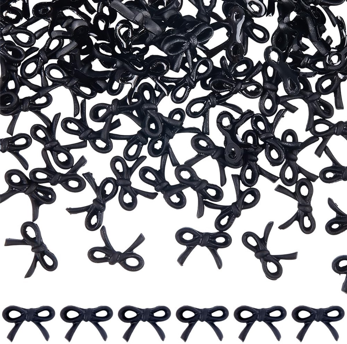 Allecto - Zwarte Boog Nagel Charms - 300pcs - 3D Decoratie voor Nail Art - DIY - Bruiloften en Feestdagen - Nagelaccessoires - Geschikt voor elke g...