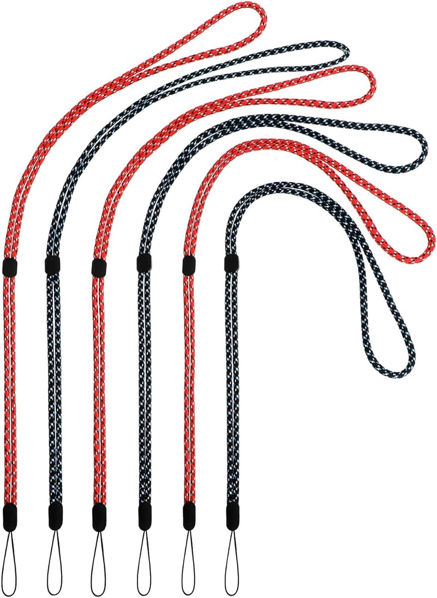Verstelbare Lanyards voor Sleutels en ID-Badges - Set van 6 in Diverse Kleuren, Nylon Halsbanden voor Sleutelringen en Polsbanden, Ideaal voor Organisatie en Identificatie
