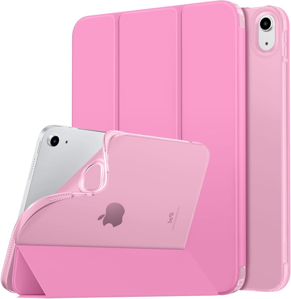 Hoesje voor iPad 10e generatie 2022, 10,9 inch, zachte TPU matte achterkant, slanke beschermhoes met verstelbare hoeken en automatisch waken/slapen, Peony kleur
