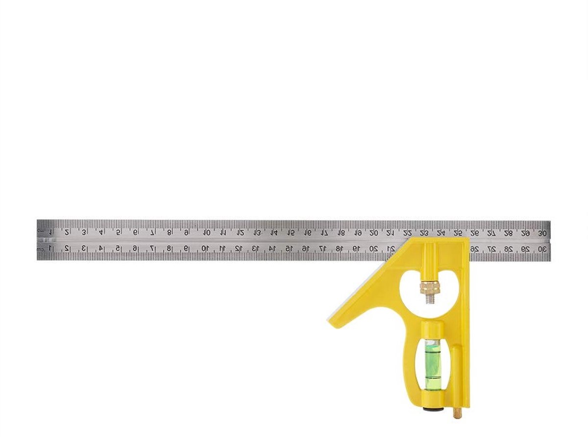Verstelbare combinatiehaak met een bereik van 0-300mm, roestvrijstalen basis en handige meetfunctie voor technici