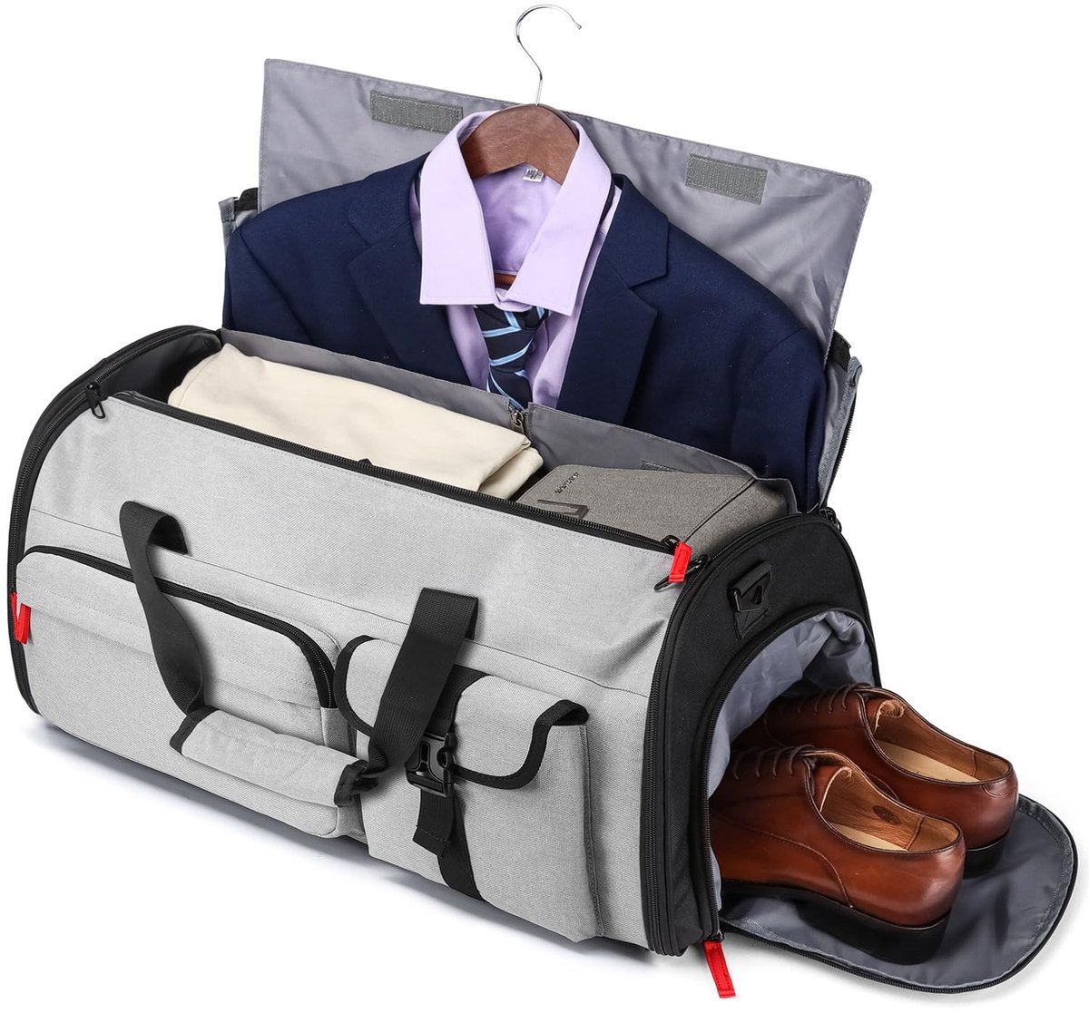 Allecto - Paktas reistas - Handbagage - 3-in-1 kledingtas - Grijs - Rugzak - Perfect voor zakelijke reizen
