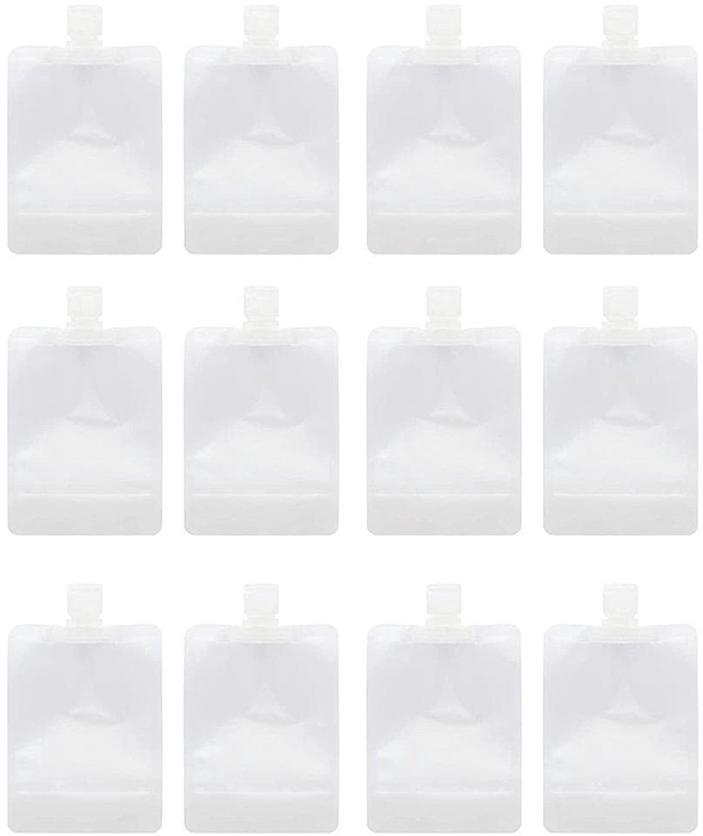 Allecto - Draagbare Reisvloeistofmake-up Pakzakken - Transparante Clamshell Verpakkingszakken - Lekvrije Cosmeticacontainer - 30ml/50ml/100ml - Nav..