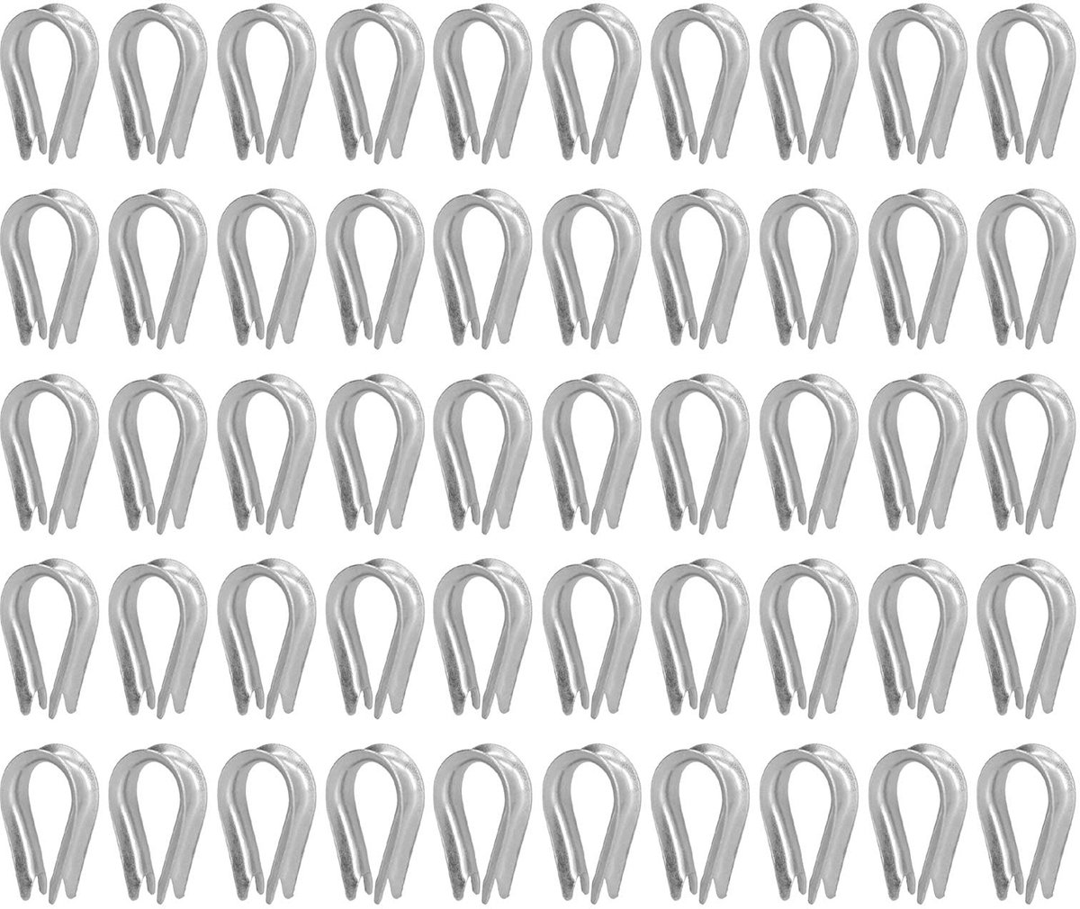 Allecto - RVS Draad Kabel Thimble Clips - 50 Stuks - Geschikt voor Scheepsbouw en Industrie - M6 (6mm) - Duurzaam en Sterk - Kabelbevestigingen -